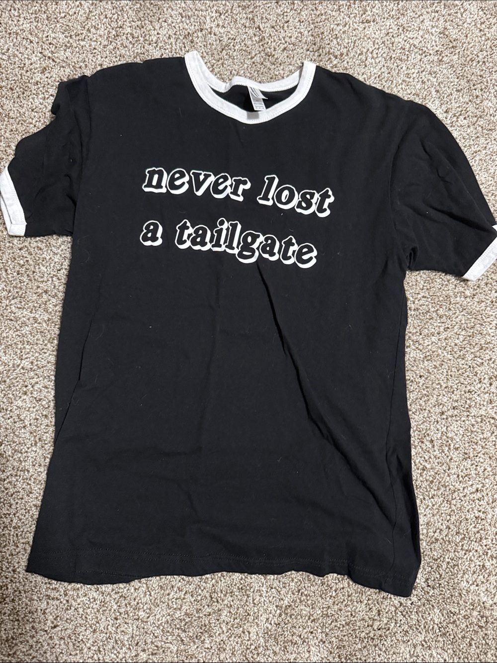 Never Lost a Tailgate Black Ringer Tee